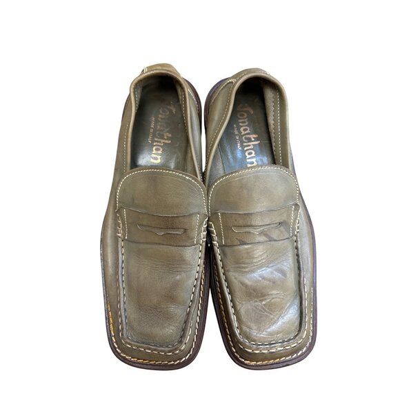 Jonathan Made In Italy Leather Slip-On Green Loafers Shoes Size 9 SKU 6897